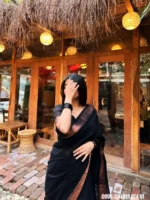 Black cotton saree package - charulota 01 - Image 2