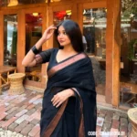Black cotton saree package - charulota 01 - Image 3