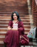 Maroon cotton saree  – Suhashini 204 - Image 3