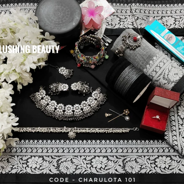 Black Cotton Saree Package - Charulota 101