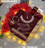 Maroon cotton saree package - Suhashini 204
