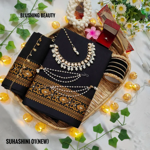 Black cotton saree package - Suhashini 01