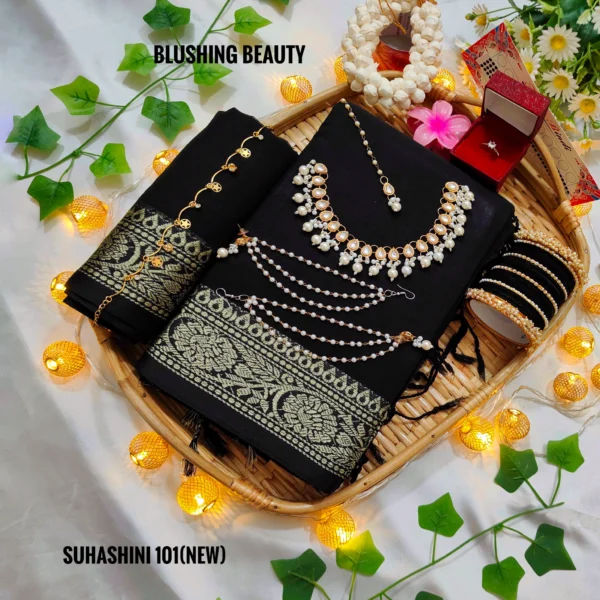 Black cotton saree package – Suhashini 101