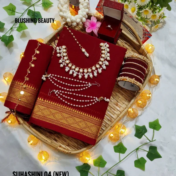 04 Maroon cotton saree package - Suhashini