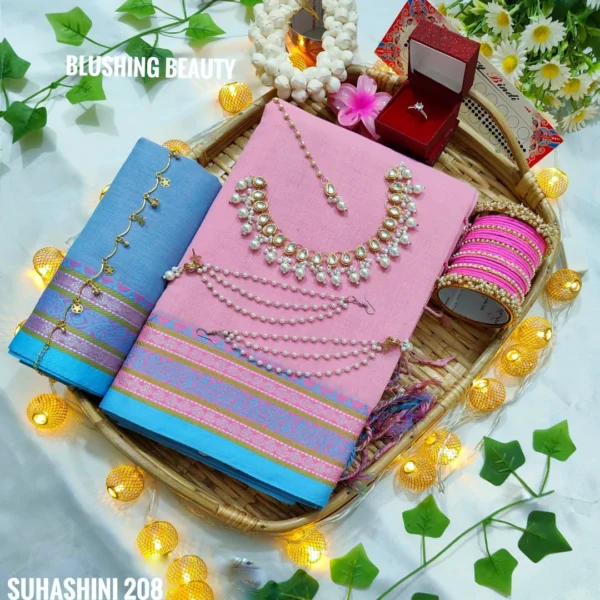 Pink Cotton Saree Package – Suhashini 208