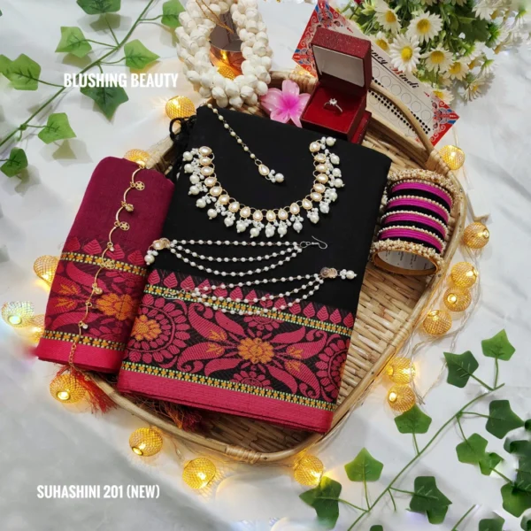 Black Cotton Saree Package – Suhashini 201
