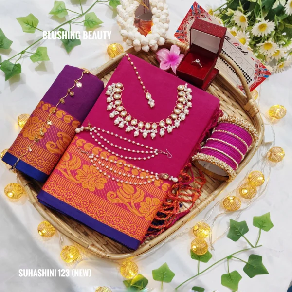 Magenta Cotton Saree Package – Suhashini 123