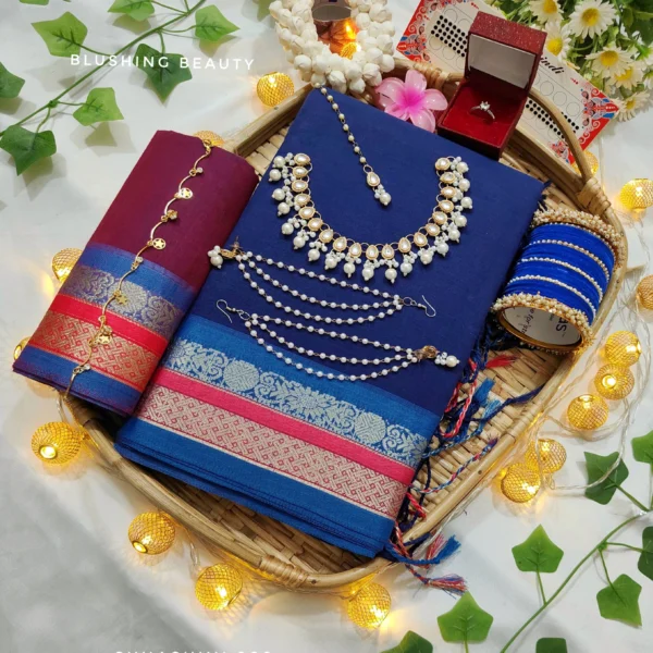 Blue Cotton Saree Package – Suhashini 202