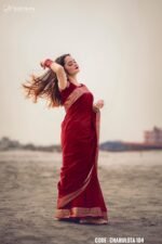Maroon Cotton Saree - Charulota - Image 2