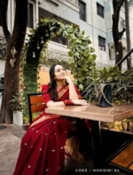 Maroon cotton saree package - Nondini 04 - Image 3