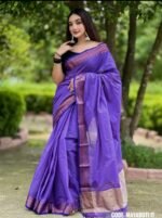 Lavender Cotton Saree - Mayaboti - Image 2