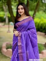 Lavender Cotton Saree - Mayaboti - Image 3