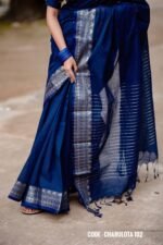 Blue Cotton Saree   - Charulota - Image 2