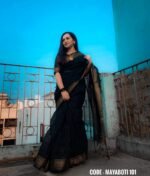 Black cotton saree - Mayaboti - Image 2