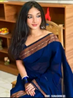 02 Navy Blue cotton saree - Suhashini