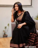 Black cotton saree – Suhashini 01 - Image 2
