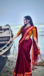Maroon cotton saree package - Suhashini 04 - Image 3