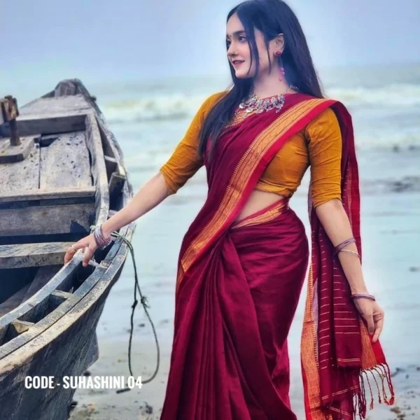 04 Maroon cotton saree – Suhashini