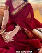 Maroon cotton saree  - Suhashini 104