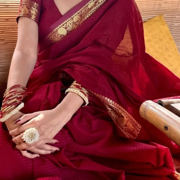 Maroon cotton saree  - Suhashini 104