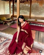 Maroon cotton saree  - Suhashini 104 - Image 3