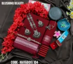 Maroon Cotton Saree Package - Mayaboti 104