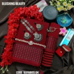 Maroon cotton saree package - Mayaboti 04