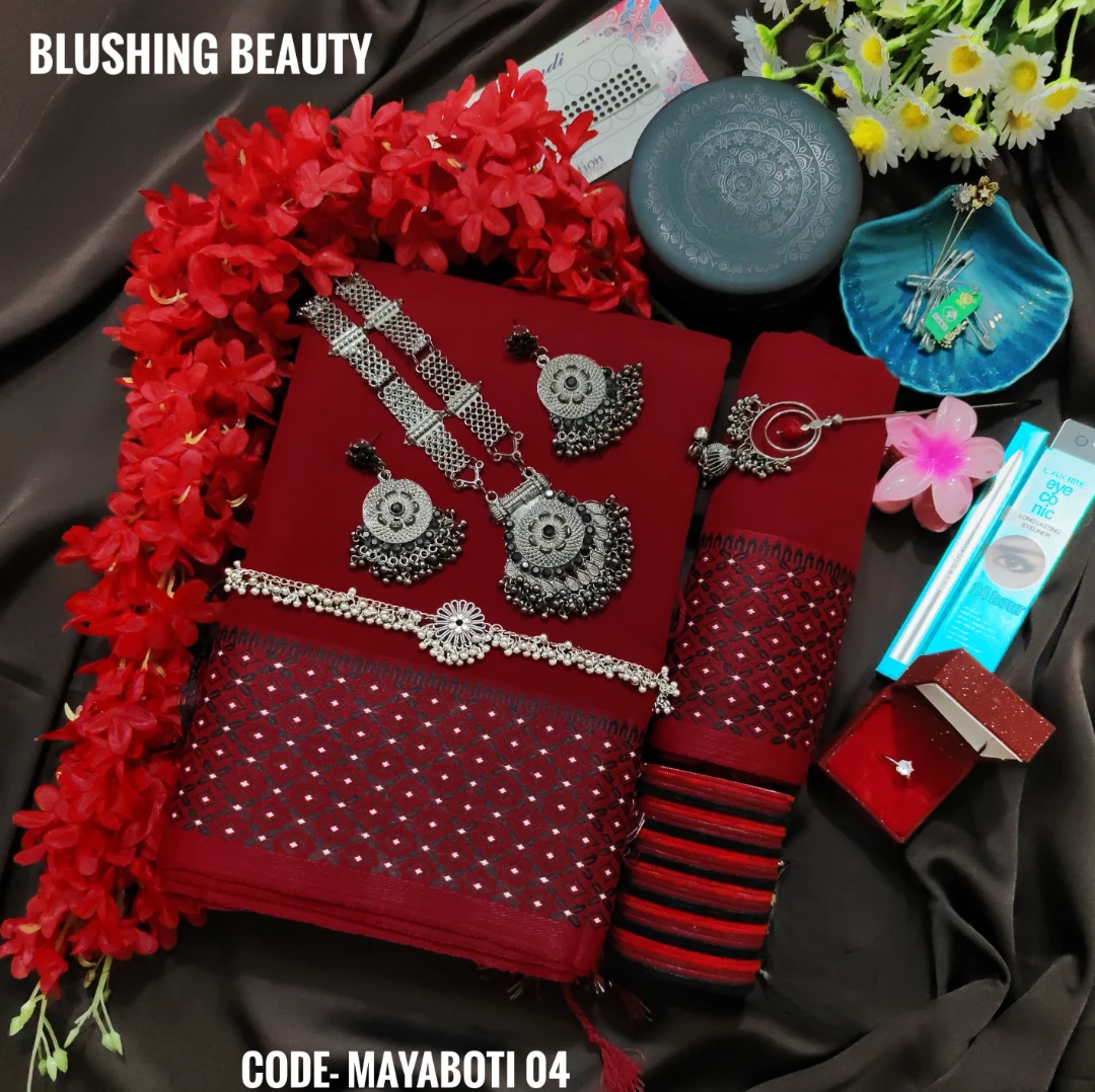 Picsart_26-02-20_21-02-00-557_resized Maroon cotton saree package - Mayaboti 04 - Image 1