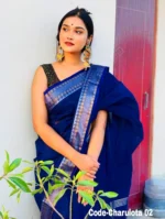 Blue Cotton Saree Package - Charulota 02 - Image 3
