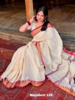 OFF-White Cotton Saree - Mayaboti