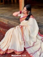 OFF-White Cotton Saree - Mayaboti - Image 3