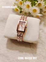 Elegant Rectangular Rose Gold Watch - 1017