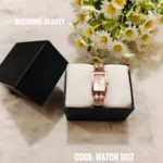 Elegant Rectangular Rose Gold Watch - 1017 - Image 3