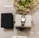 Silver-Tone Rectangular Bracelet Watch with Sparkling Crystals - 1019 - Image 3