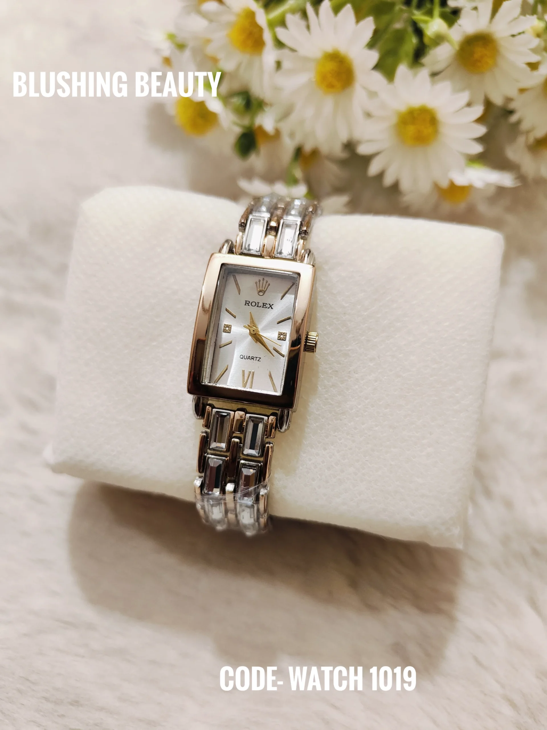 IMG-20260204-WA0107-01_resized Silver-Tone Rectangular Bracelet Watch with Sparkling Crystals - 1019 - Image 1