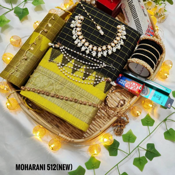 Yallow Colour Premium Maslais Cotton Saree Package - Moharani 512