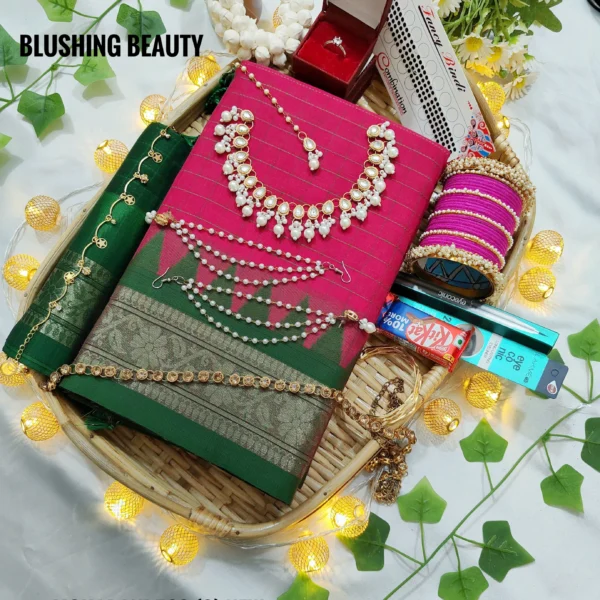 Magenta Premium Maslais Cotton Saree Package – Moharani
