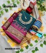 Sea-Blue Colour Premium Maslais Cotton Saree Package - Moharani