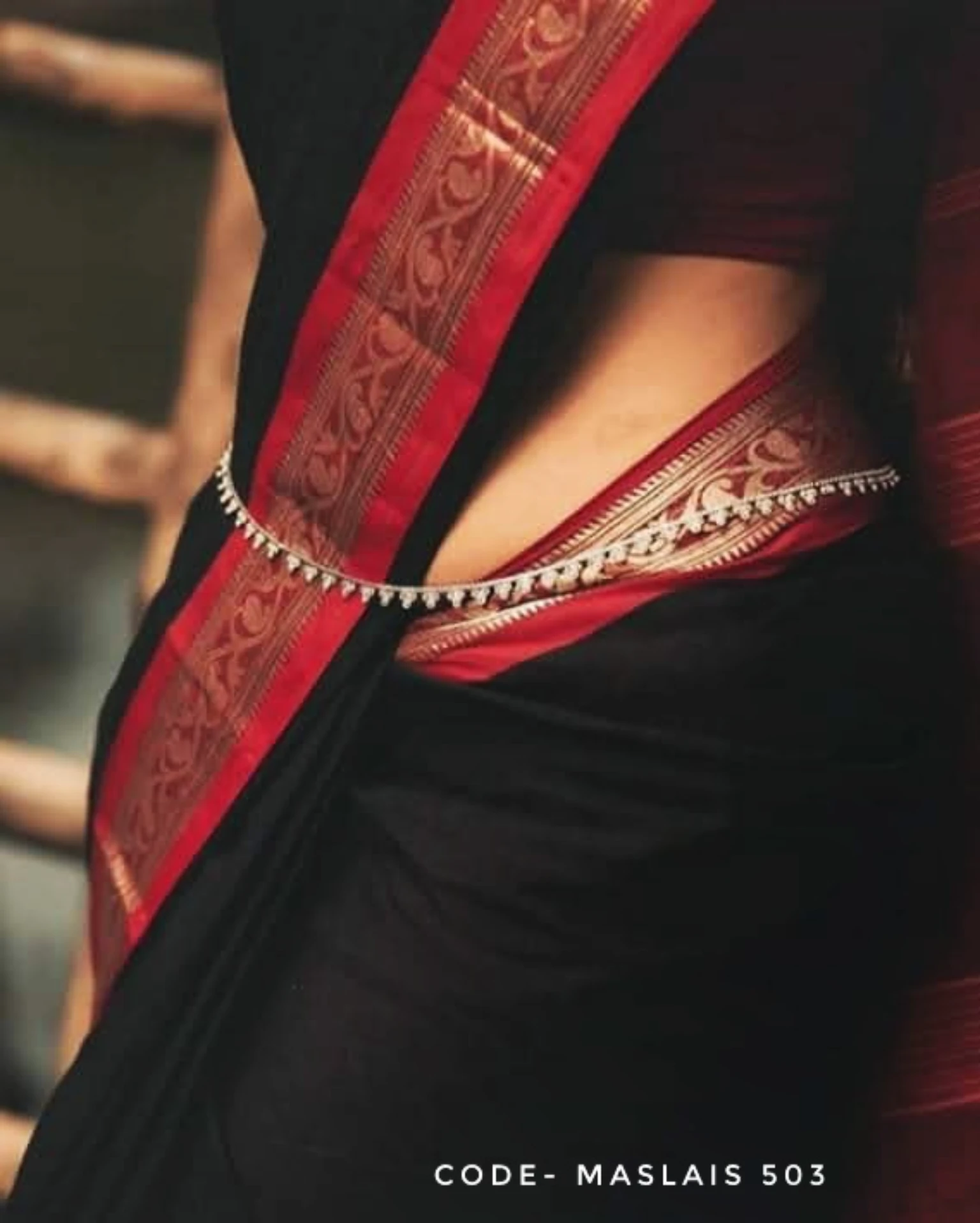 IMG_3372-01_resized Black Premium Maslais Cotton Saree – Moharani - Image 1