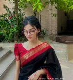 Black Premium Maslais Cotton Saree – Moharani - Image 2
