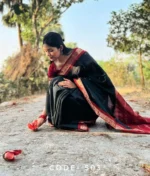 Black Premium Maslais Cotton Saree – Moharani - Image 3