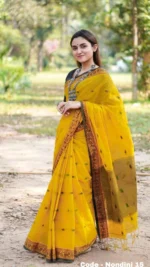 Mustard Cotton Saree Package – Nondini 15 - Image 3