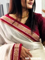 White Cotton Saree Package – Nondini 209 - Image 2