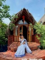 White Cotton Saree Package – Nondini 109 - Image 3