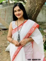 White Cotton Saree Package – Nondini 309 - Image 2