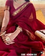 Maroon Cotton Saree Package – Nondini 104 - Image 2
