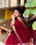 Maroon Cotton Saree Package – Nondini 104 - Image 3