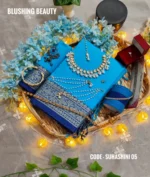 Sky Blue Cotton Saree Package – Suhashini 05