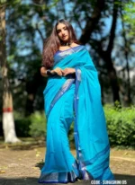 Sky Blue Cotton Saree Package – Suhashini 05 - Image 2