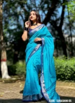 Sky Blue Cotton Saree Package – Suhashini 05 - Image 3